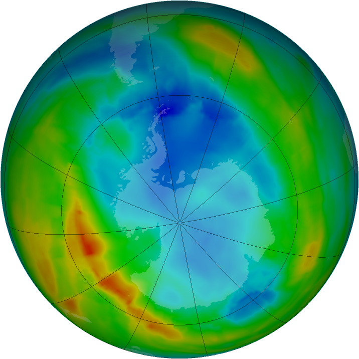 Antarctic ozone map for 08 August 2014